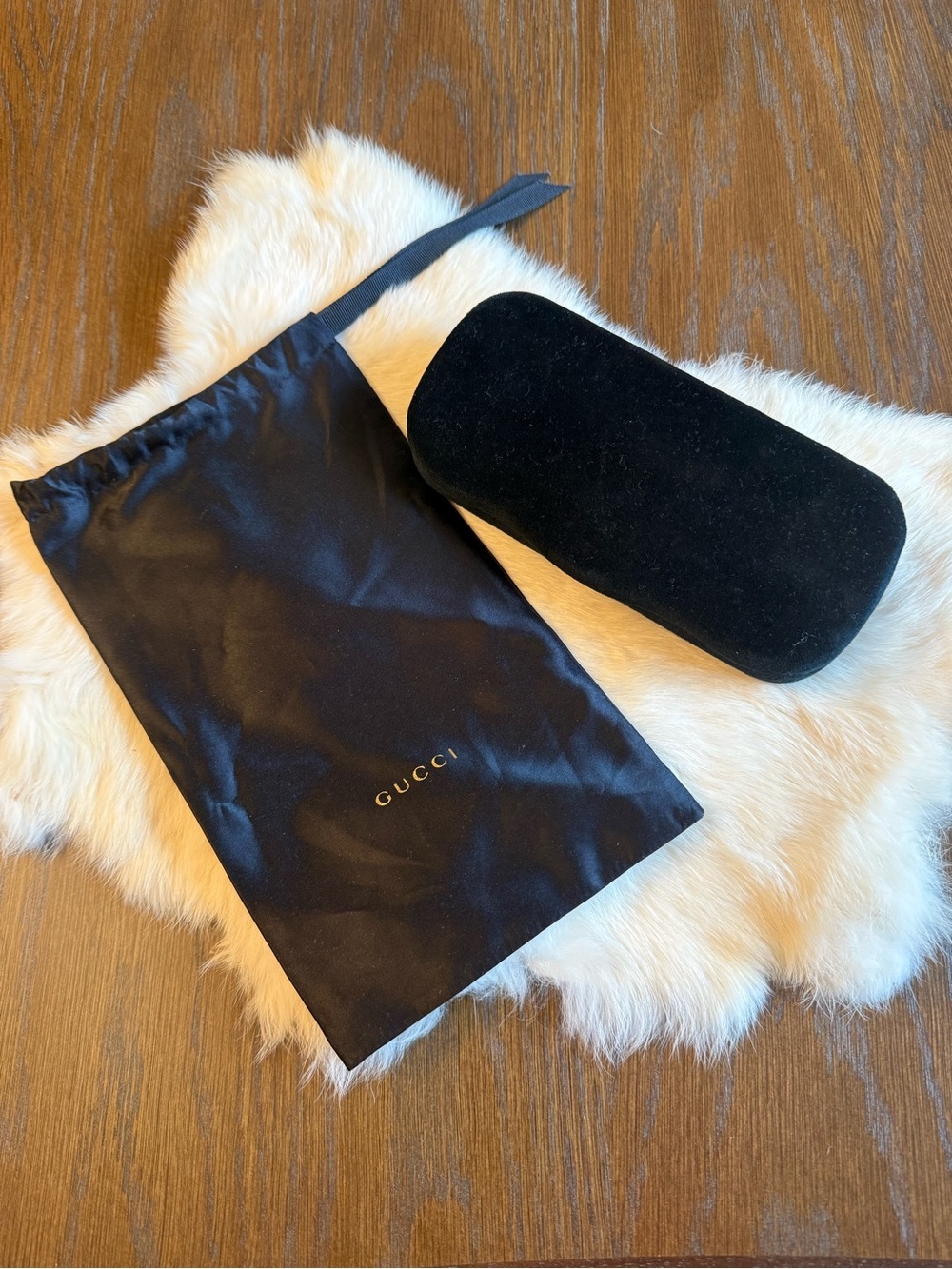 Gucci Velvet Sunglass Case and satin bag